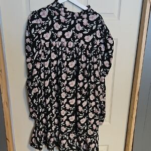 Missguided + Black and Pink Floral  Dress